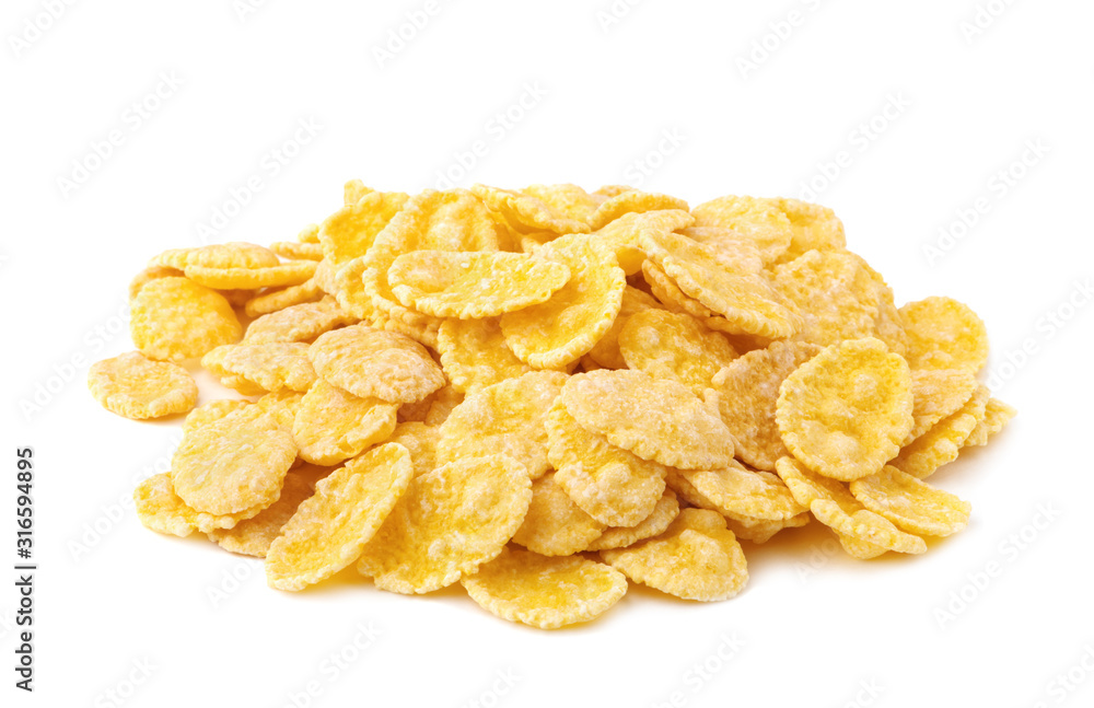 Corn flakes on white background Corn flakes on white background