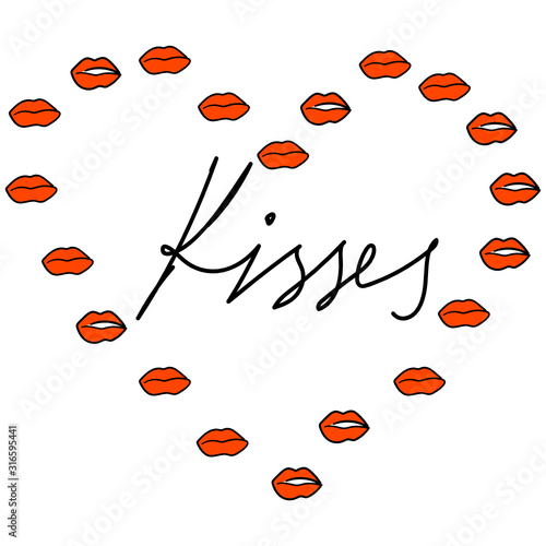 St Valentine's card with a heart made of kisses, for someone special, sending love
