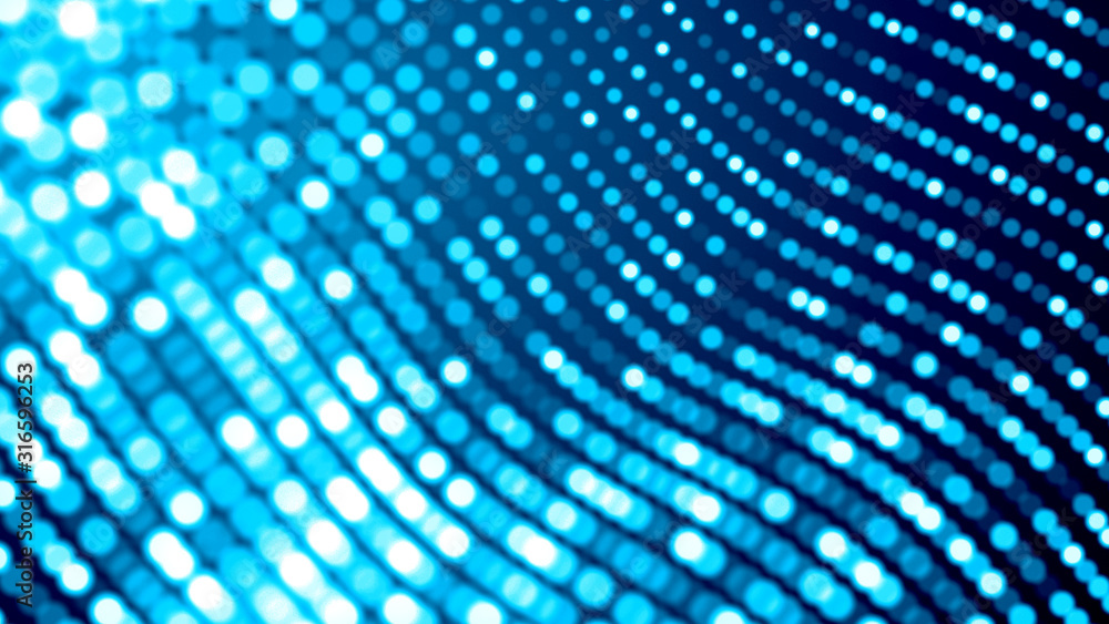 Obraz premium Dot white blue wave light screen gradient texture background. Abstract technology big data digital background. 3d rendering.