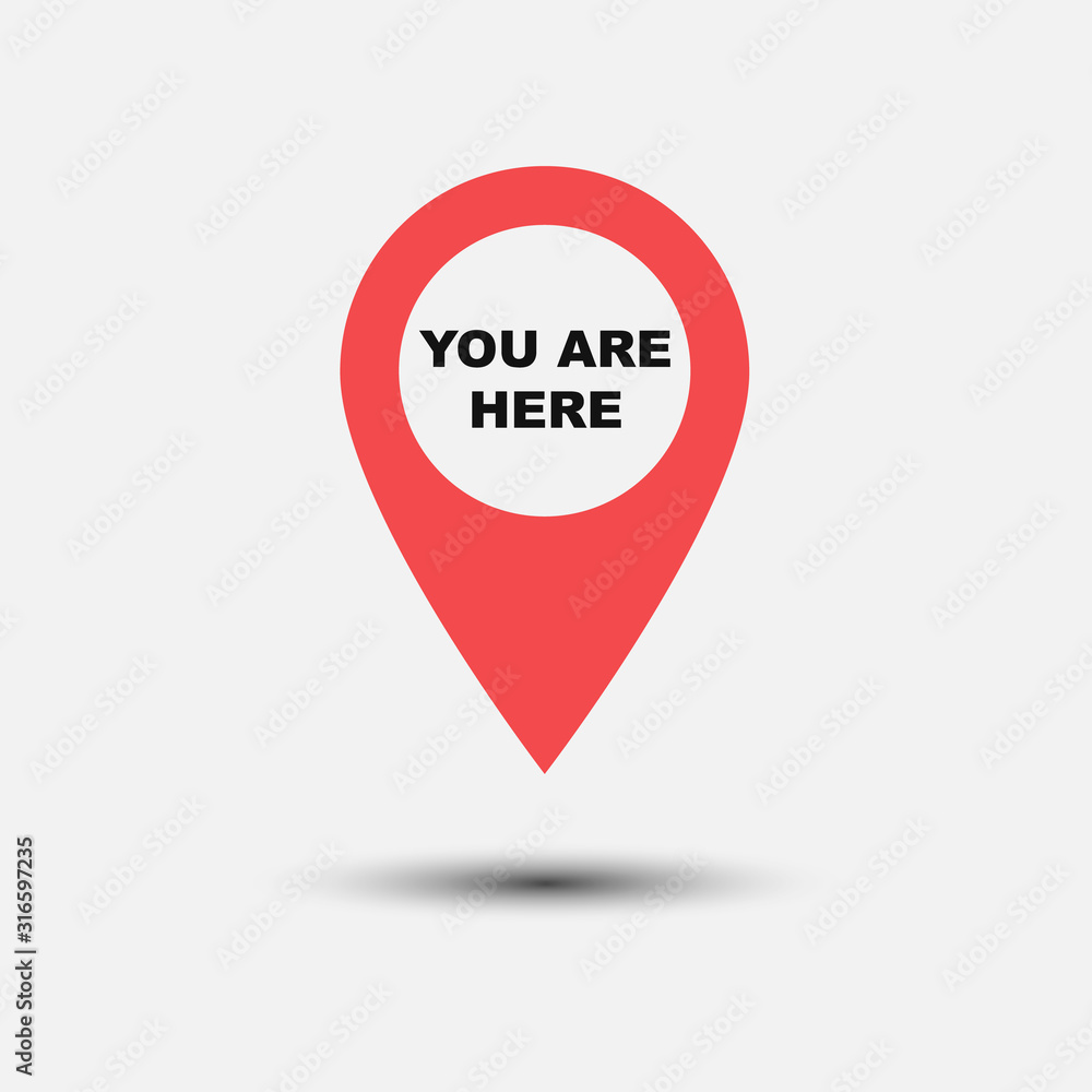 You are here icon isolated on white background. Vector illustration. You are here icon isolated on white background. Vector illustration.