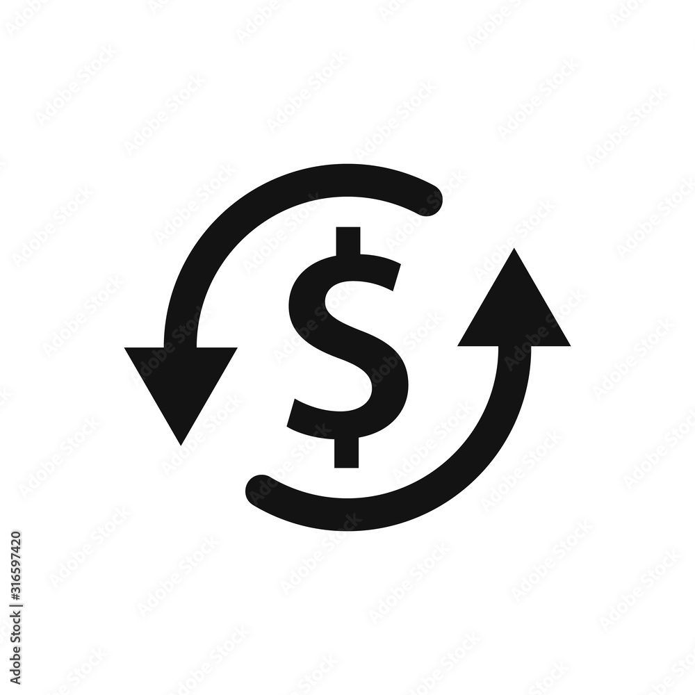Dollar reload icon isolated on white background. Vector illustration. Dollar reload icon isolated on white background. Vector illustration.