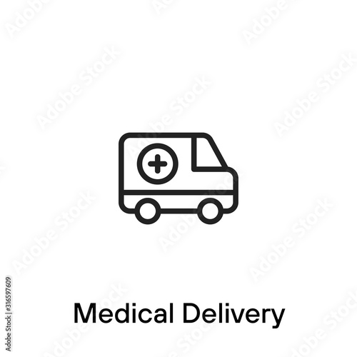 Medical delivery line icon - Vector