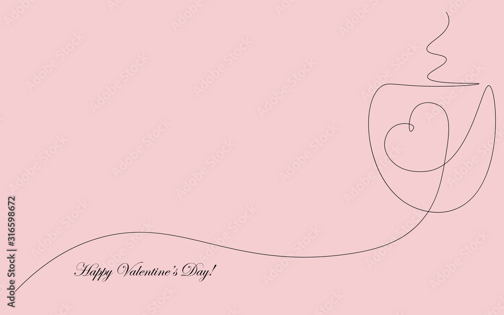 Hearts valentine day background cup of coffee vector illustration