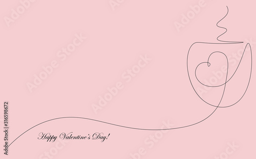 Hearts valentine day background cup of coffee vector illustration