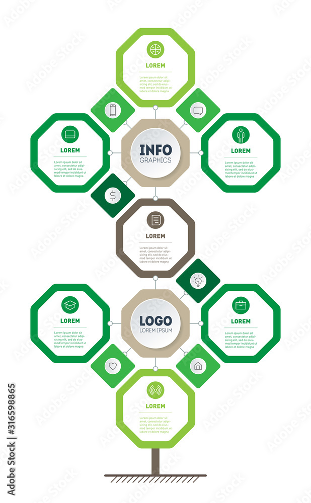 Vertical Timeline or infographics. Development and growth of the business. Time line or Business presentation concept with 7 options and 13 icons. Vertical Timeline or infographics. Development and growth of the business. Time line or Business presentation concept with 7 options and 13 icons.