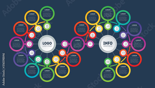 Business presentation or infographics concept with 19 steps. Technology or education process with nineteen options. Template of Annual report. Vector.