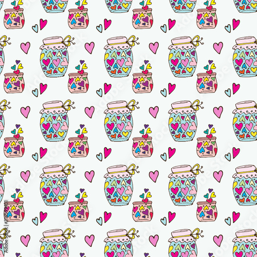 cute Doodle pattern cans with heart fly out of the jar