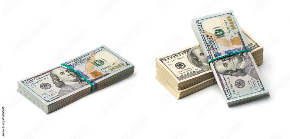 American dollars on white background