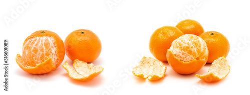 Fotografia tangerine or mandarin fruit isolated on white background;