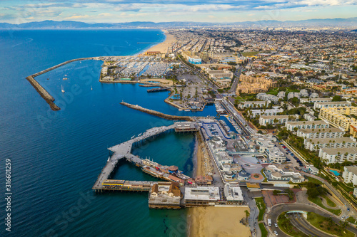 Redondo Beach Pier as seen from above on a clear day