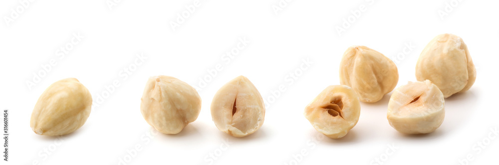 Hazelnuts isolated on the white background Hazelnuts isolated on the white background