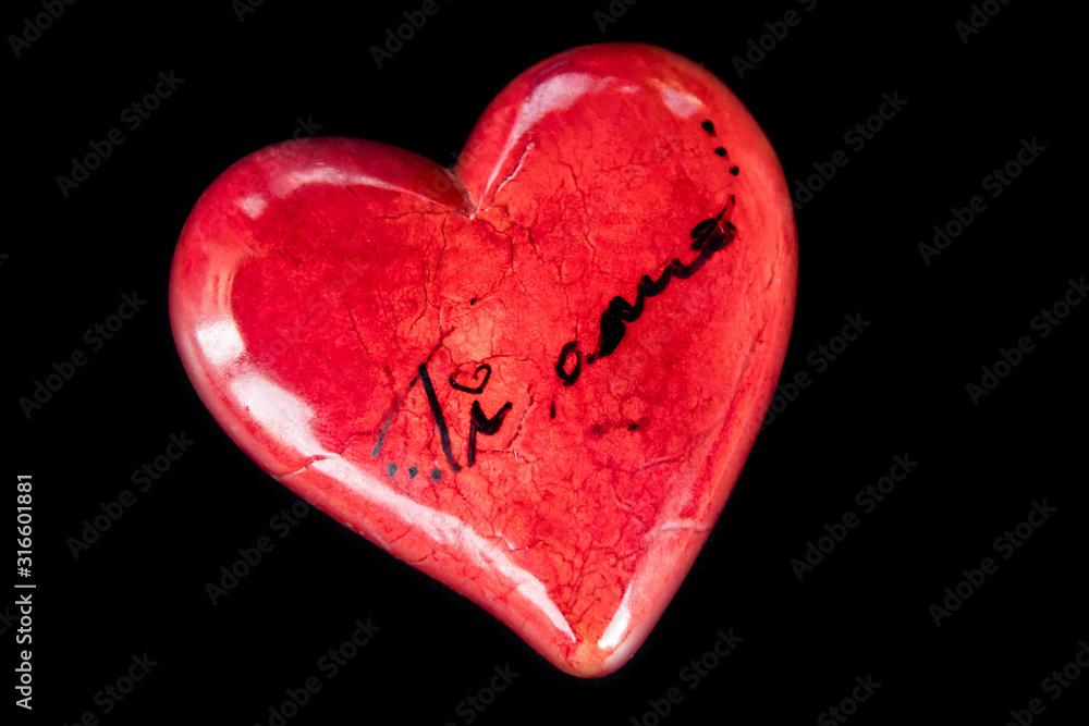 Ti amo, I love you in Italian language. Red heart