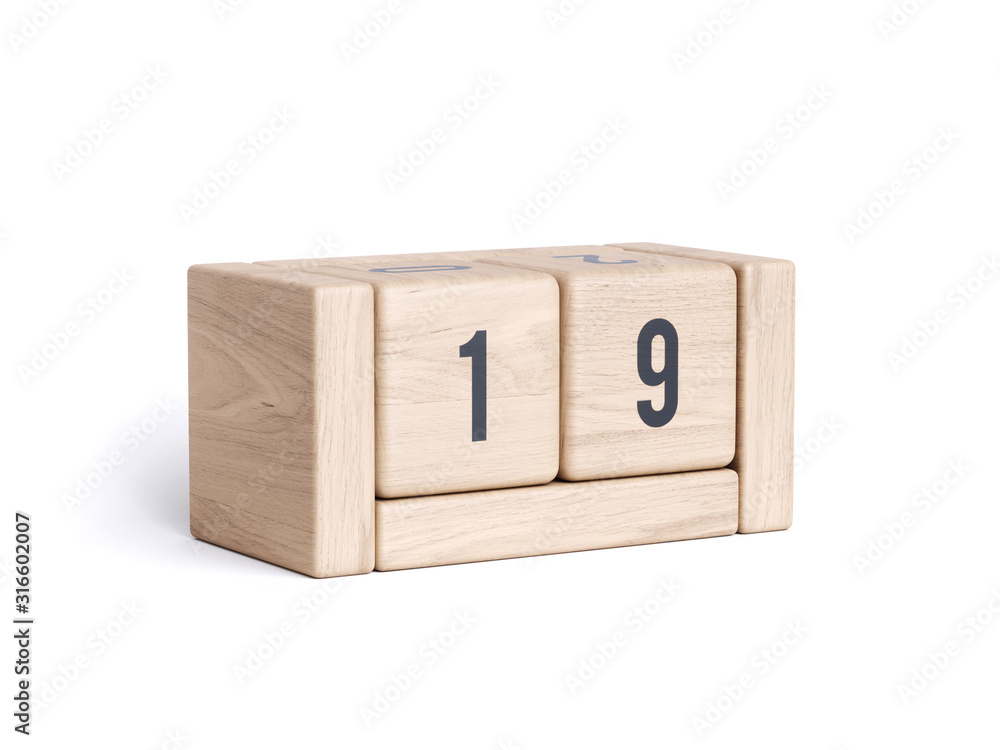 Wood block cube date day calendar Wood block cube date day calendar