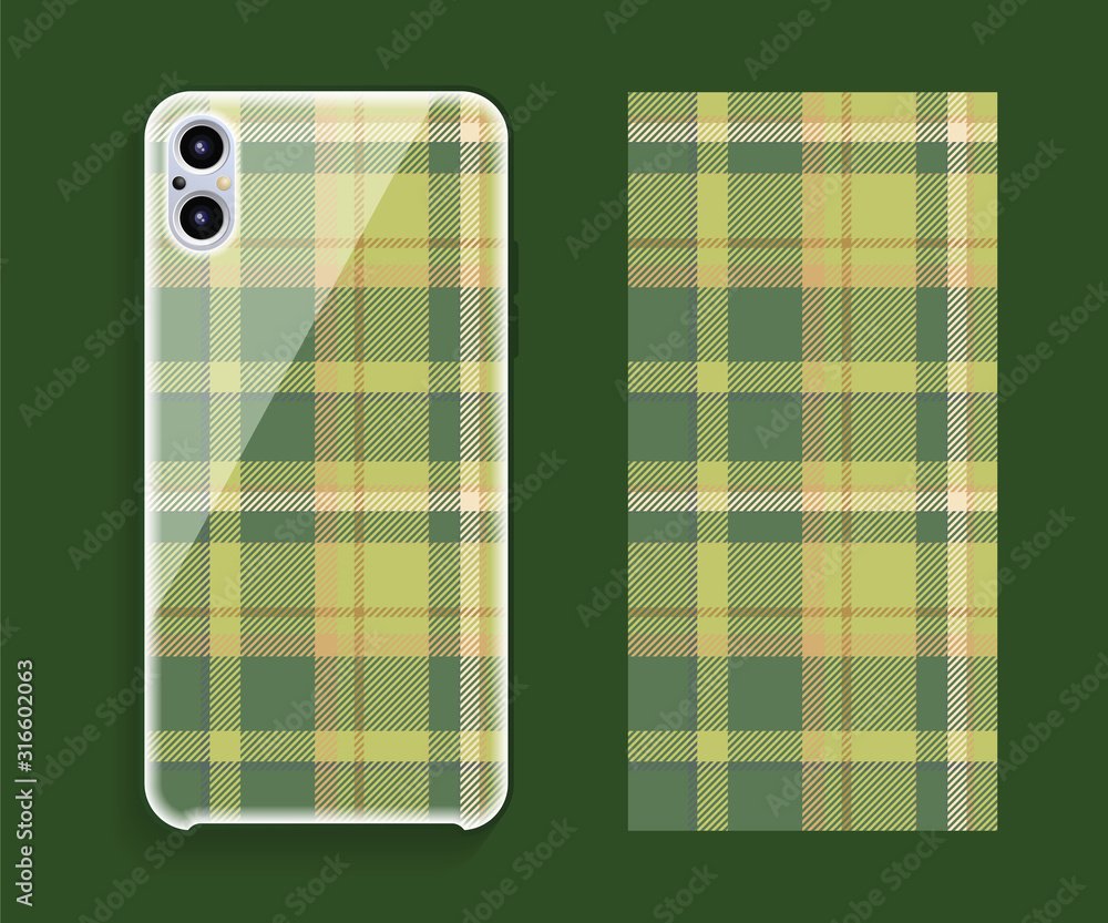 Smartphone cover design vector mockup. Template geometric pattern for