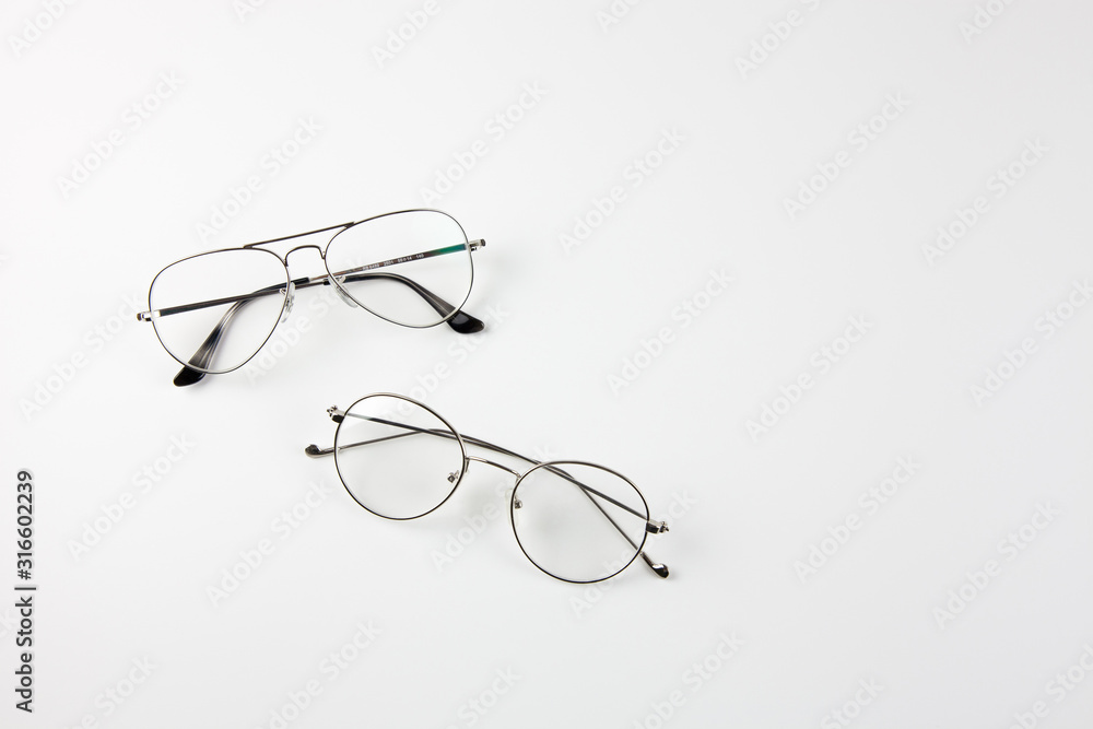 Transparent glasses on a white background Transparent glasses on a white background