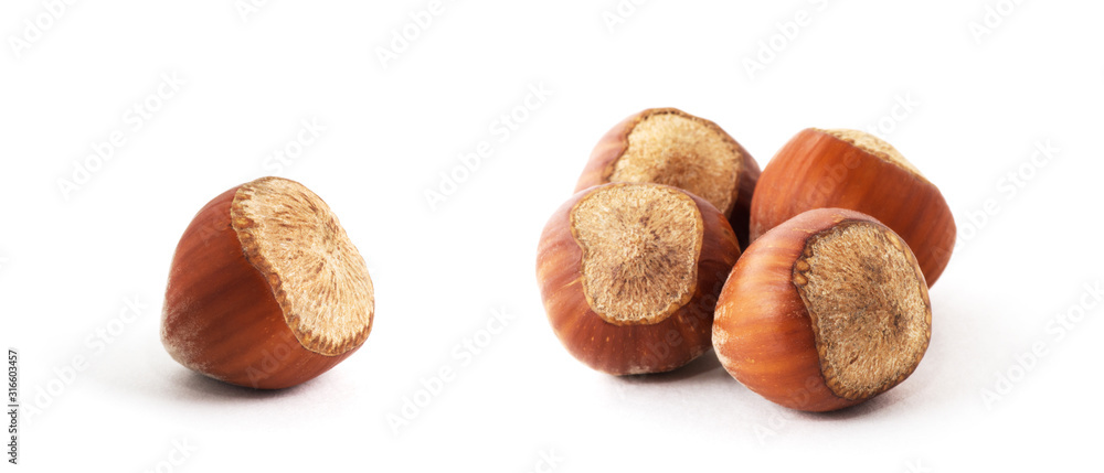 Fototapeta premium Hazelnuts on white background