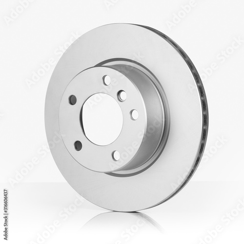 Car or automotive brake disc on white background
