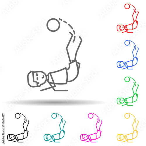 kick kicker multi color style icon. Simple thin line, outline vector of soccer in action icons for ui and ux, website or mobile application
