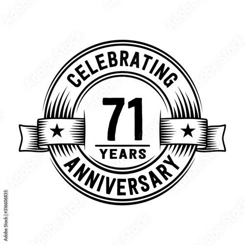 71 years anniversary celebration logotype. Vector and illustration.