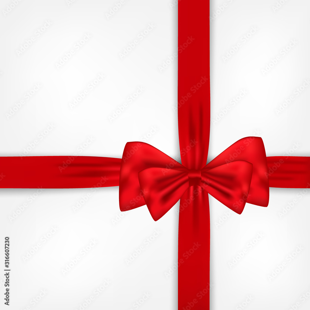 Realistic Red And White Bows With Ribbon Element For Decoration