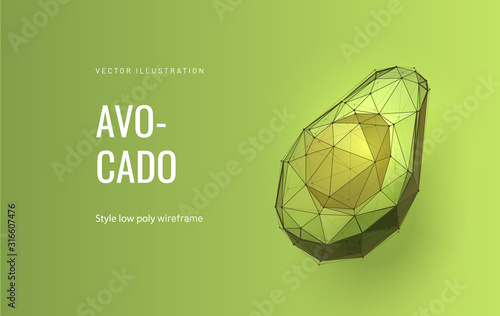 Half avocado low poly illustration