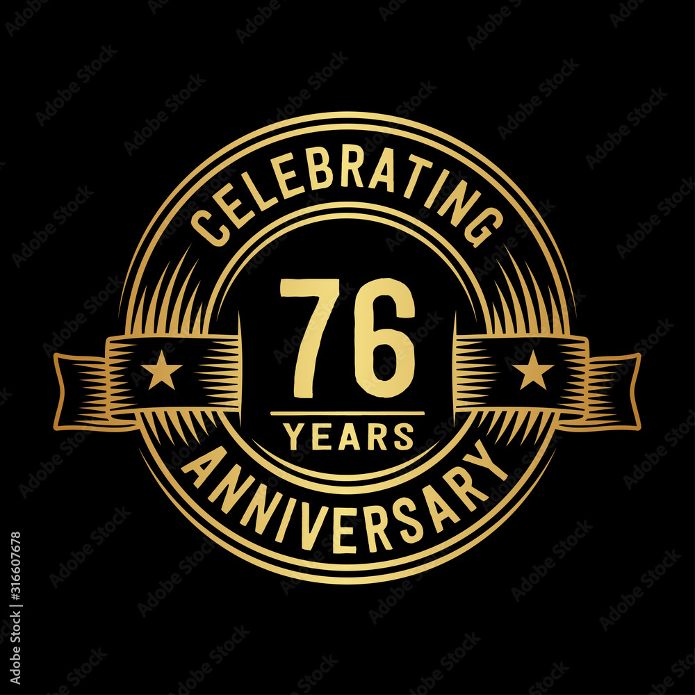 Fototapeta premium 76 years anniversary celebration logotype. Vector and illustration.