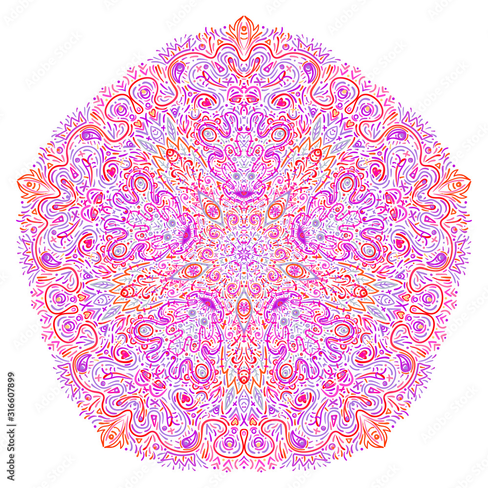 Shaman Pattern Hypnotic shamanic acid pattern. Hand drawn design in ethnic Indian ...