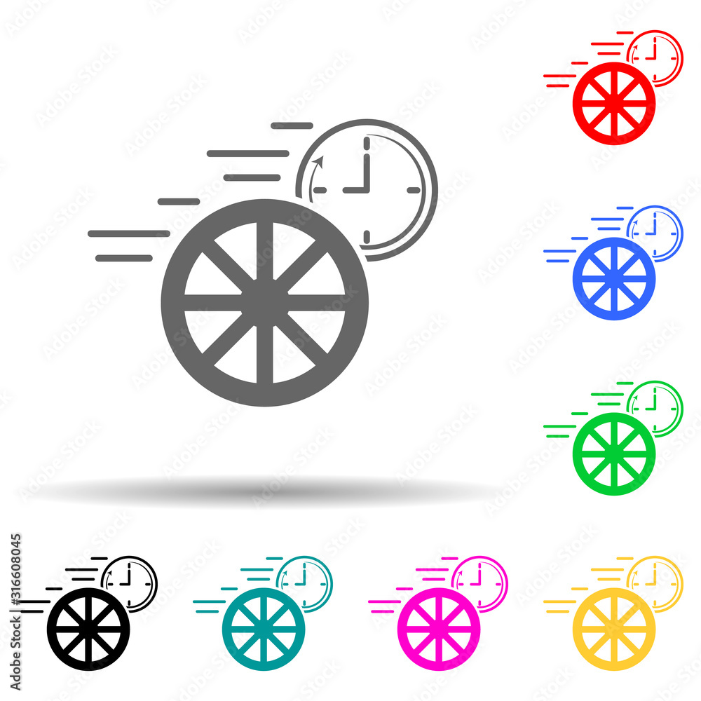 car wheel speed multi color style icon. Simple glyph, flat vector of speed icons for ui and ux, website or mobile application