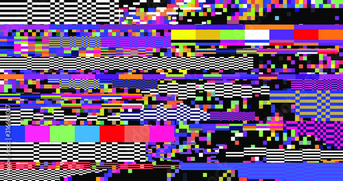 Abstract webpunk and vaporwave style background with pixelated glitched screen. Generative computer art.