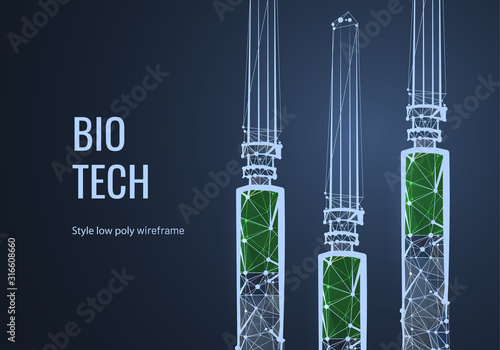 Bio tech, biochemistry low poly illustration