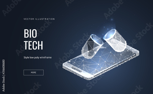Biotechnology low poly wireframe landing page template