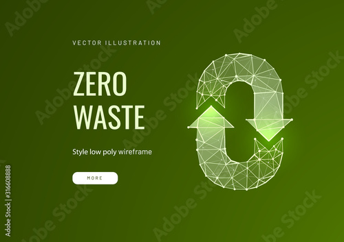 Waste recycle low poly landing page template