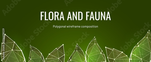 Flora and fauna low poly vector banner template