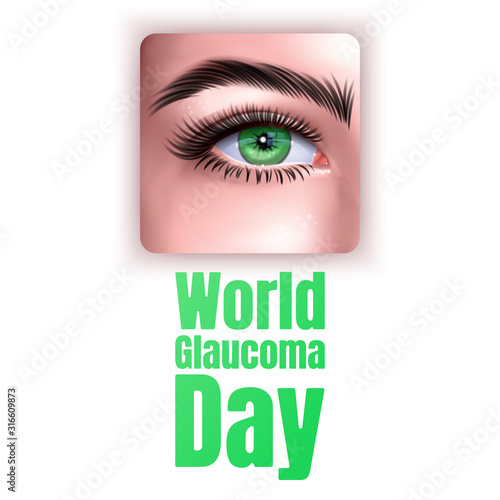 Illustration Of World Glaucoma Day Background with realistic eye isolated on white background, vector eps 10 format