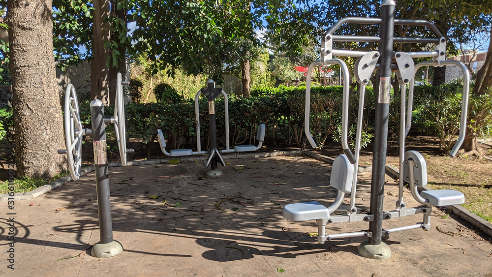 Fototapeta premium Outdoor physical exercise machines for the elderly