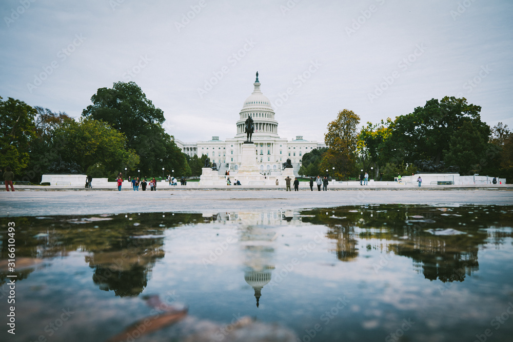 Capitol building in mirror reflection