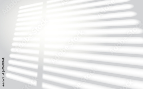 Realistic window light and shadow. Shadow overlay effect. Long shadow light on wall. Scenes of natural lighting. Blank background for design. Realistic vector illustration