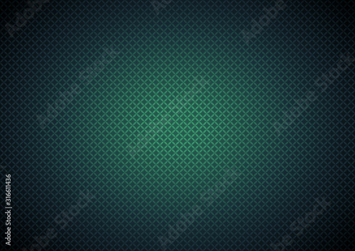 Abstract background with small geometric ornament in green and gradient, darkening to the edges of the image. Vector illustration
