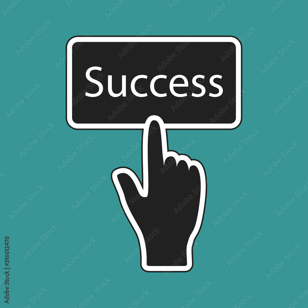 Hand push button Success on white background Hand push button Success on white background