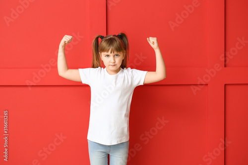 Strong little girl on color...