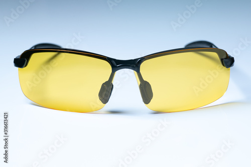 Safety glasses with yellow glasses for night driving