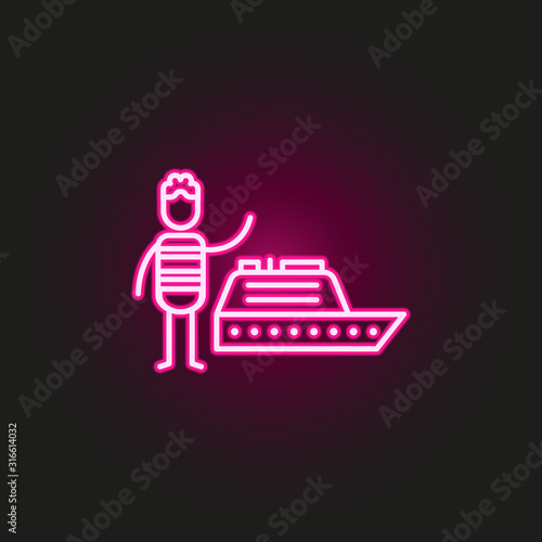 Ship, traveller neon style icon. Simple thin line, outline vector of travel icons for ui and ux, website or mobile application