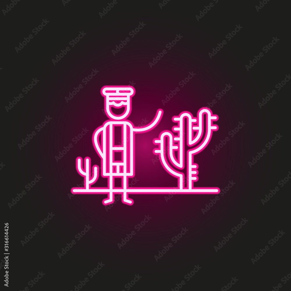 Traveller, desert neon style icon. Simple thin line, outline vector of travel icons for ui and ux, website or mobile application Traveller, desert neon style icon. Simple thin line, outline vector of travel icons for ui and ux, website or mobile application