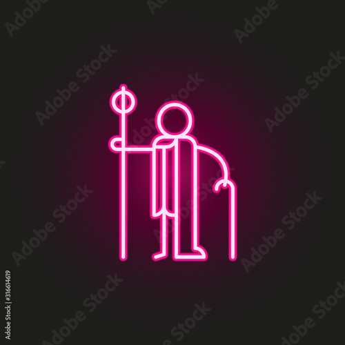 Xuanzang, monk neon style icon. Simple thin line, outline vector of travel icons for ui and ux, website or mobile application