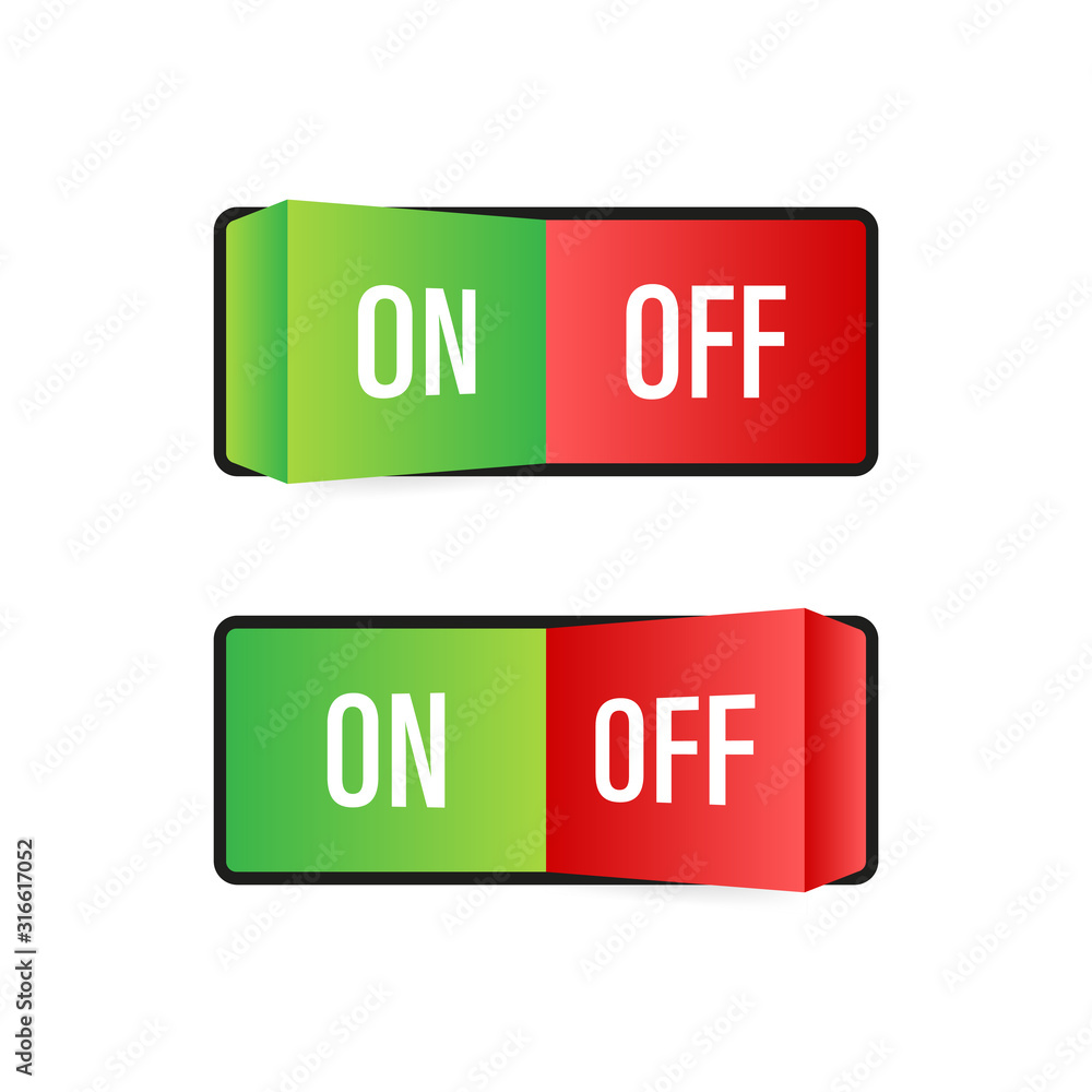 Flat icon On and Off Toggle switch button vector format. Vector stock illustration. Flat icon On and Off Toggle switch button vector format. Vector stock illustration.