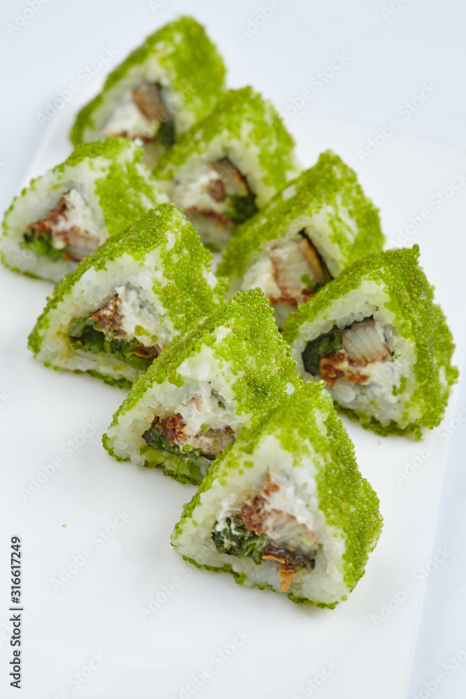 tasty sushi on the white background tasty sushi on the white background