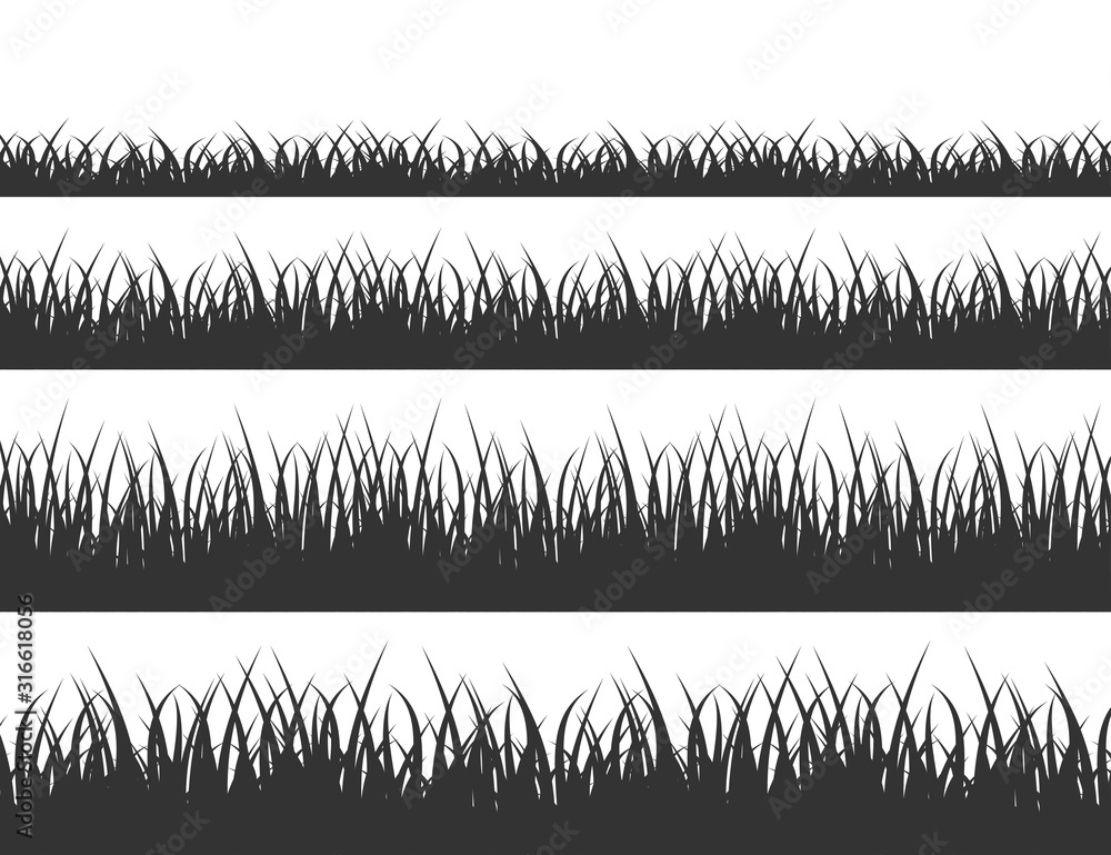 Fototapeta premium Green grass meadow border vector pattern. Grass background Vector Illustration