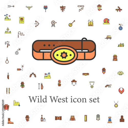 cowboy belt colored icon. wild west icons universal set for web and mobile