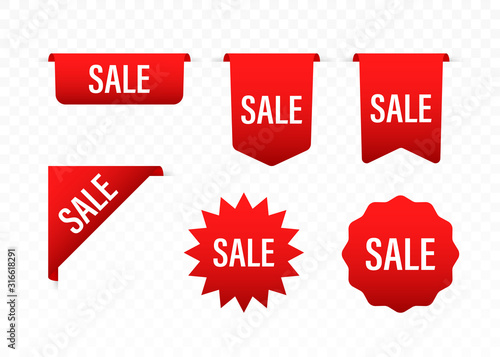 Sale labels. Stickers for Sale Arrival shop product tags. Vector stock illustration.