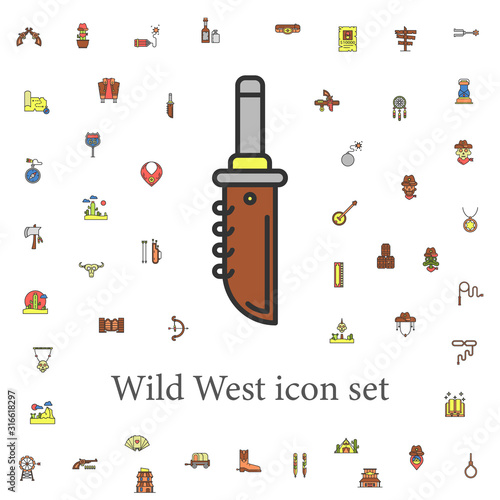 cowboy knife colored icon. wild west icons universal set for web and mobile